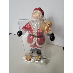 Christmas Santa Claus Picture Photo Holder Decor Holiday Teddy Bear 8" Figure